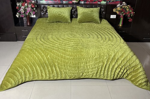 Olive Green velvet quilt king velvet blanket velvet comforter queen bedding set - Picture 4 of 10