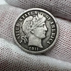 1911 Barber Dime. 90% Silver.  Nice Higher Grade Old US Coin!