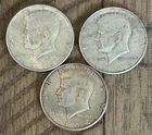 Lot of 3 1964 Kennedy Half Dollars 90% Silver Vintage US Coins Fine-Very Fine VF