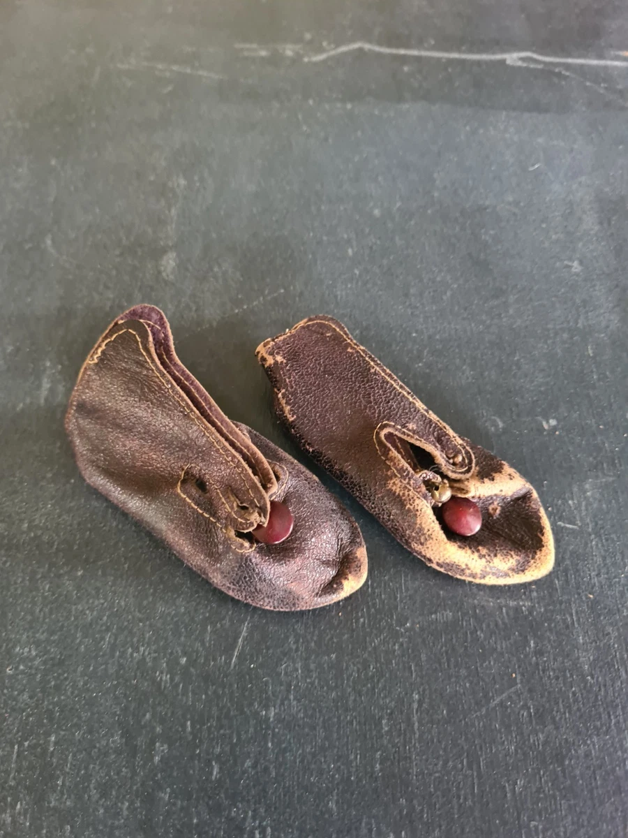 Belles chaussures en cuir « Silk buket » pour poupée ancienne 100 mm (3,93 po.) - France