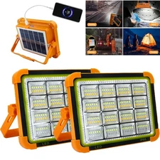 2PCS 650W LED Solar Rechargeable Work Light Portable Emergency Lights Floodlight