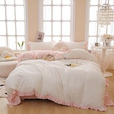 VM VOUGEMARKET Flower Comforter Set Full 3 Pcs Vintage Pink Floral Bedding