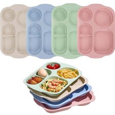 Unbreakable Divided Portion Plates,12 Inch Large Fast Food Tray for Adults,Pl...
