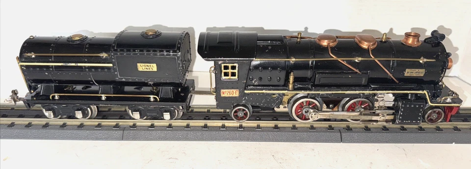 LIONEL PREWAR 1930 ONLY O-GAUGE 260E LOCOMOTIVE W/TENDER CREAM STRIPE - RUN - Image 3 of 4
