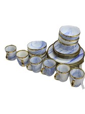 24 PCS White Ceramic Dinner Set Porcelain Dinnerware Set Service for 6 White