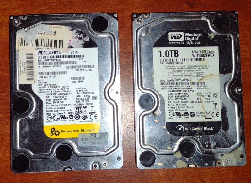 Two Western Digital 1TB SATA HDD 3.5 RPM 7200RPM Hard Drive - Tested and Works