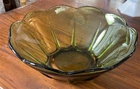 Vtg MCM Anchor Hocking 8" Scalloped Avocado Green Retro Serving Bowl - EUC