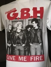 Remake GBH Give Me Fire Punk Rock short sleeve classic white shirt S-5XL