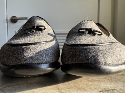 BELGIAN SHOES MR CASUAL LOAFER GRAY WOOL SLIPPERS Sz 8 $800 BOW TIE LEATHER BELGIAN SHOES MR CASUAL LOAFER GRAY WOOL SLIPPERS Sz 8 $800  main image 2
