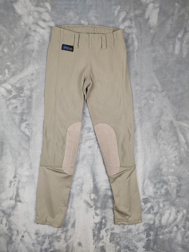 Irideon Leggings Youth Small Beige Riding Leggings Knee Patch Equestrian USA
