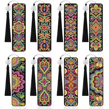 8 Pcs Diamond Art Bookmarks Kits for Adults with Tassel, 5D DIY Book Marks
