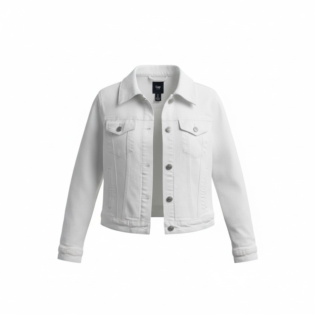 Gap Womens Size Small White Denim Classic Jean Jacket Cropped Preppy Western