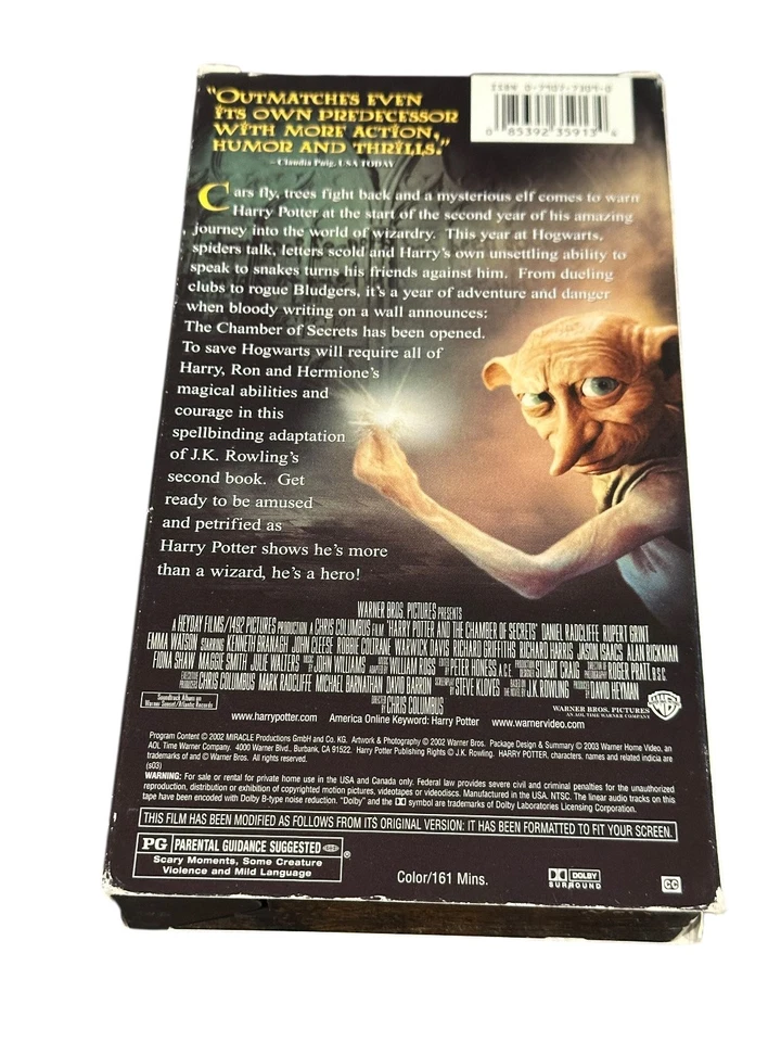 Harry Potter and the Chamber of Secrets VHS 2003 Fantasy Original Release - Image 2 of 2