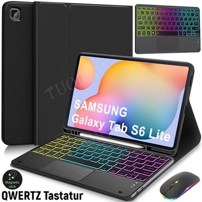 Hülle mit Beleuchtet Tastatur Maus für Samsung Galaxy Tab S6 Lite 10,4 2020-2024