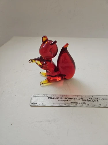 Flavio Poli (1900-1984) Murano Red & Amber Glass Squirrel