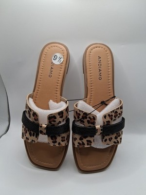 ANDIAMO  Women's Size 9 1/2 Nina Slide  Cheetah Sandals