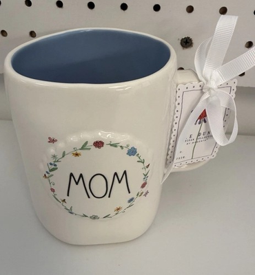 #ad RAE DUNN MOTHERS DAY COFFEE MUG “MOM” w FLOWERS amp; BUTTERFLIES NEW $18.95