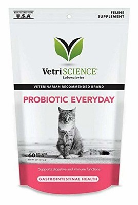 VetriScience Probiotic Everyday for Cats, Digestive Support Supplement (60Chews)
