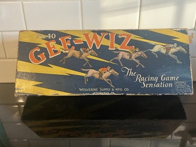 Vintage Gee-Wiz No.40 Racing Game Tin Litho Simulator Wolverine Horse Race Box