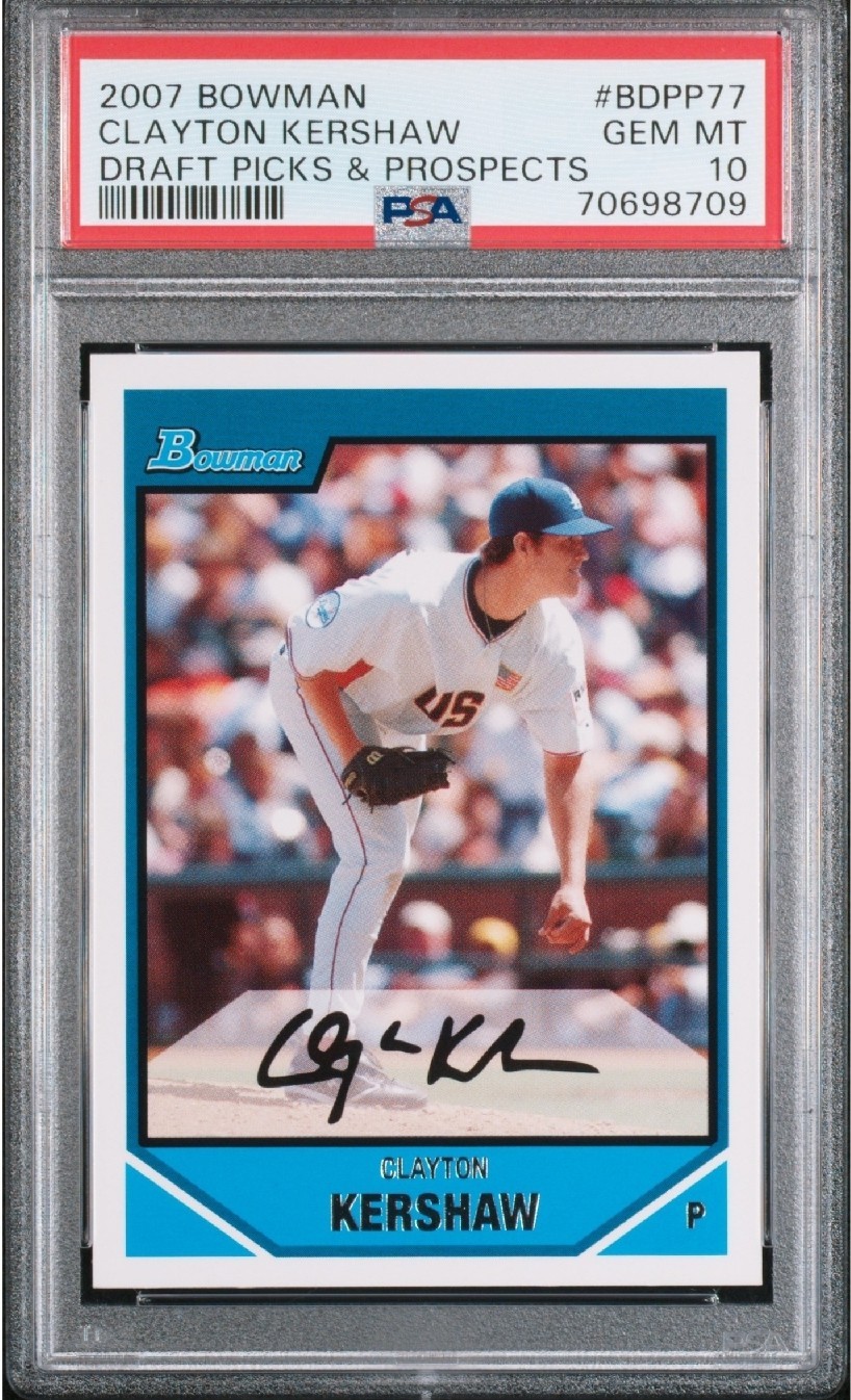 2007 Bowman Draft Picks & Prospects  Draft Picks Clayton Kershaw (RC) PSA 10 Gem