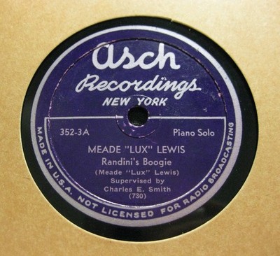 MEADE ''LUX'' LEWIS Randini's Boogie / Lux's Boogie ASCH RECORDING 352-3 (844)
