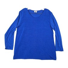 Jostar Vintage Travel Knit Women's Size Large Blue Textured Top USA Made