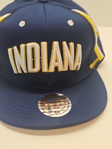 Indiana Pacers NBA Mitchell & Ness SnapBack Adjustable Hat Blue Yellow - Picture 2 of 12