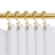 Utopia Alley Deco Flat Double Roller Shower Curtain Hooks, Gold Set Of 12