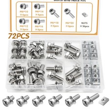 72PCS Battery Terminal Bolts  Nuts Kit M6 Stainless Steel for ATV, Bike,