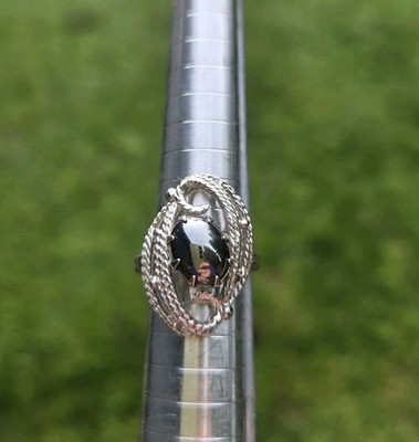 Vintage Ebb Tide Ring Sarah Coventry Hematite Silver Tone Adjustable Size 6