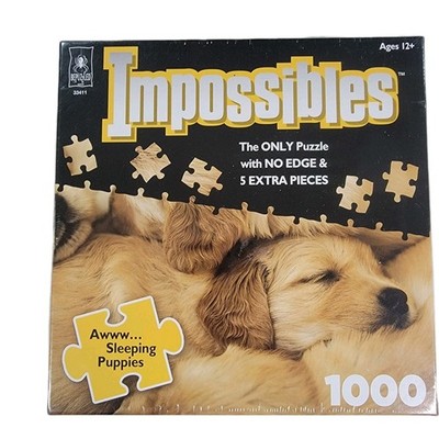 BePuzzled Impossibles Puzzle  Awww... Sleeping Puppies 1000 Pcs White Fur Babies