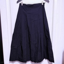 Zara Black High Waisted Pleated Cotton Midi Skirt Side Zip 3729/278 Small