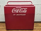 Vintage Coca Cola Cavalier Red Metal Cooler With Tray 6 Pack Olympic Bottles