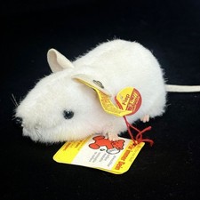 Vtg Steiff Fiep White Mouse Plush Original Ear Button Tags 2170/10 Germany 5"