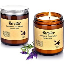 Lavender Eucalyptus Scented Candles, Soy Wax Candles, 2 Pack