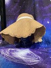 Sun Hat Straw Scalloped Brim White Band Floppy Wide Brim Beach — photo 5