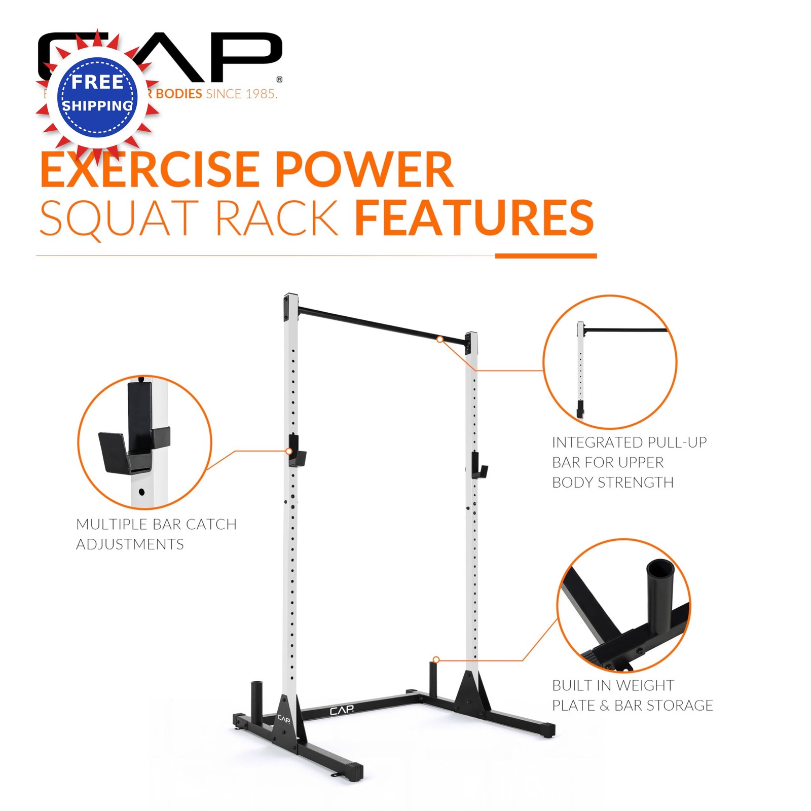 Power Rack with Pull Up Bar & Attachments - Squat Strength T