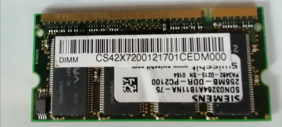 Siemens SDN03264A1B11NA-75 256MB-DDR-PC2100 DIMM CS42X7200121701CEDM000 - Bild 2 von 3