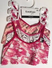 BEBE GIRLS HEARTS    LOGO DESIGNS CAMIS 3 PK Sz M 32 Pink-Black NWT