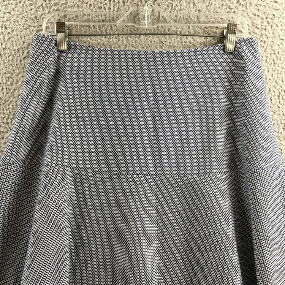 Tommy Hilfiger Falda Mujer 8 Azul Blanco Línea A Estampado Geométrico Cremallera Trasera Tweed Foto 2 de 4