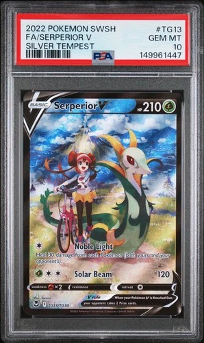 2022 POKEMON SWORD & SHIELD SILVER TEMPEST #TG13 FULL ART/SERPERIOR V PSA 10
