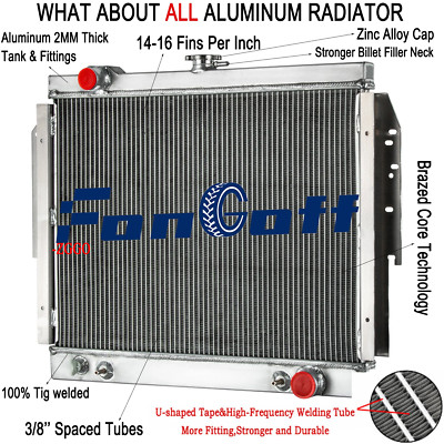 For 1979-1993 92 Dodge Ramcharger D&W Truck 5.2L 5.9L V8 Aluminum Radiator 2 Row