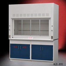 6' Fisher American Fume Hood w/ Acid & General Storage Cabinets / E1-242