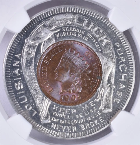 1904 Louisiana Purchase Expo Encased Cent - NGC MS65 - MO H-14-50 