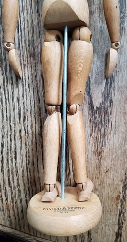 Vintage Wooden Jointed Moveable Figure Winsor & Newton Japan Mannequin 12 Inches - Picture 6 of 8