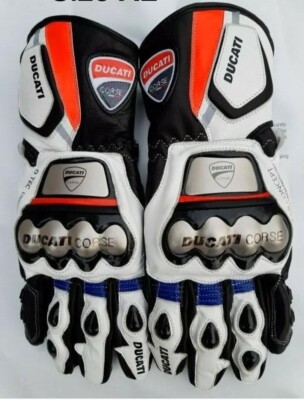 Ducati Motorcycle Leather Racing Gloves Motorbike Riding Gloves All Sizes