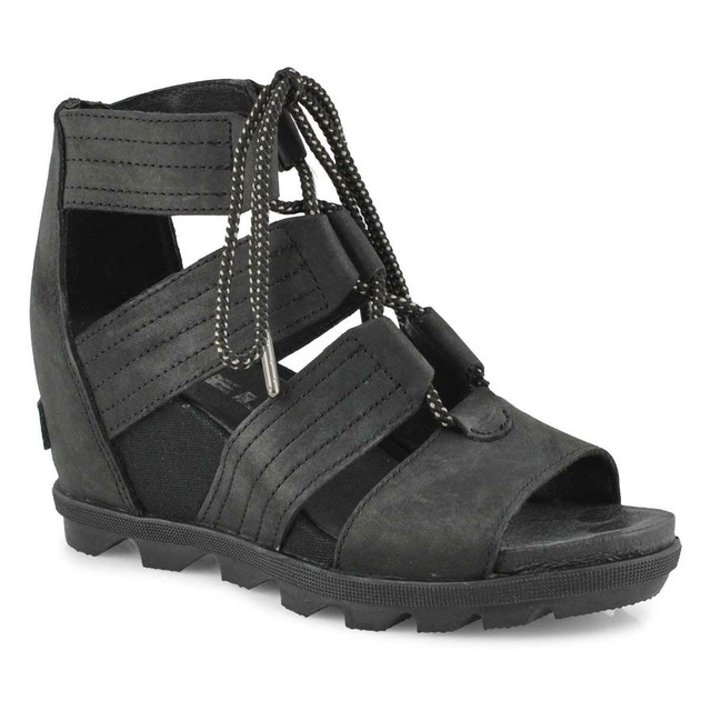 sorel black wedge sandals