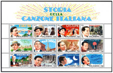 1996 SAN MARINO - FOGLIETTO - STORIA DELLA CANZONE ITALIANA - 1 BF 12 val MNH