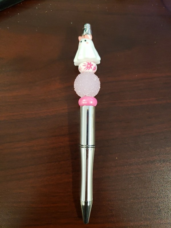 New Handmade Halloween Ghost Focal Bead Beaded Pen