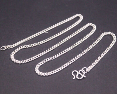 Reines 999 Feinsilber Kette für Frauen 3,6 mm Massiv Panzerkette 16-28 Zoll L